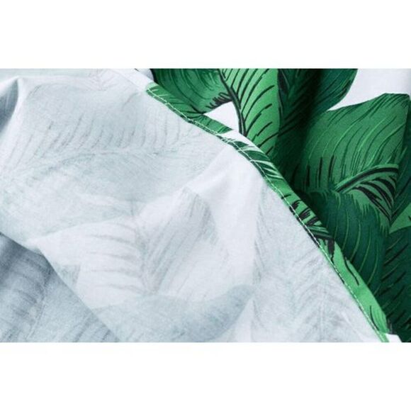 🌴 Pinup Retro 1950s Swing Rockabilly Green Palm Leaves Print Dress SIZE L NEW - Picture 5 of 14